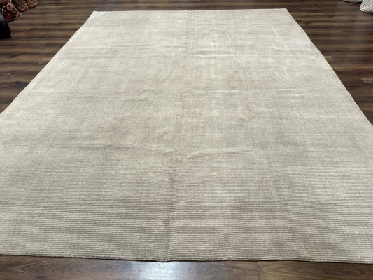 Tibetan Rug 8x10 Taupe Handmade Wool Modern Contemporary Carpet