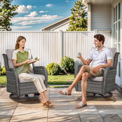 Swivel Rocker Patio Chairs Set with Cozy Coffee Table