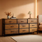 63 Inch Dresser With Durable Fabric Drawers In Rustic Brown