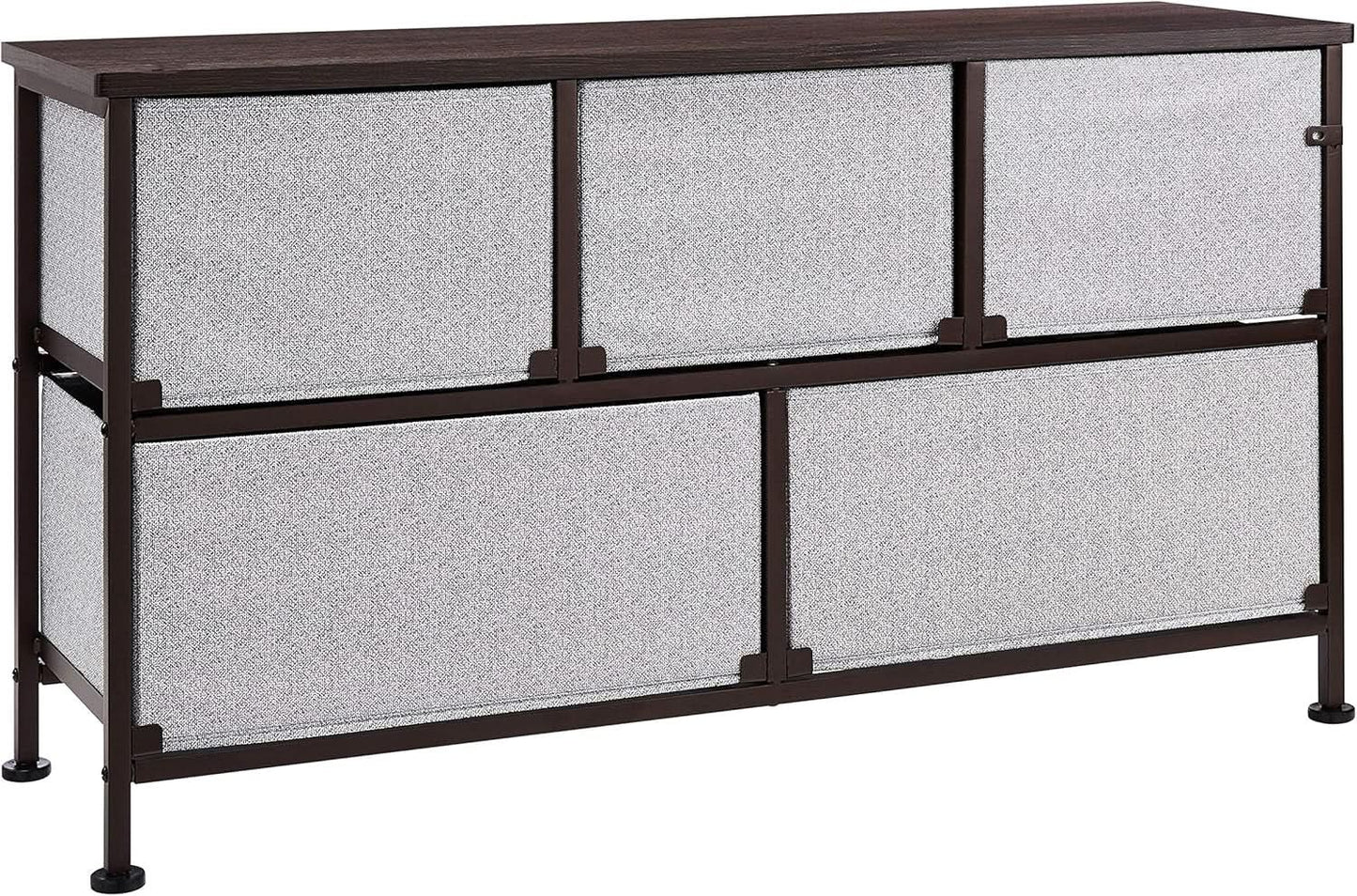 Extra Wide Fabric 5 Drawer Storage Organizer Unit Bronze