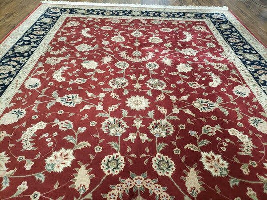 6' X 9' Vintage Fine Oriental Floral Handmade Wool Rug Vegetable Dyes Red Nice