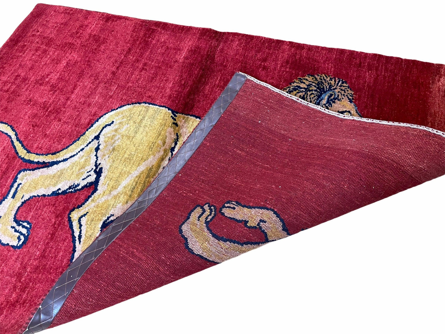 3 X 5 Handmade Hand-Knotted Rug Quality Wool Pictorial Lion Red Organic Dyes