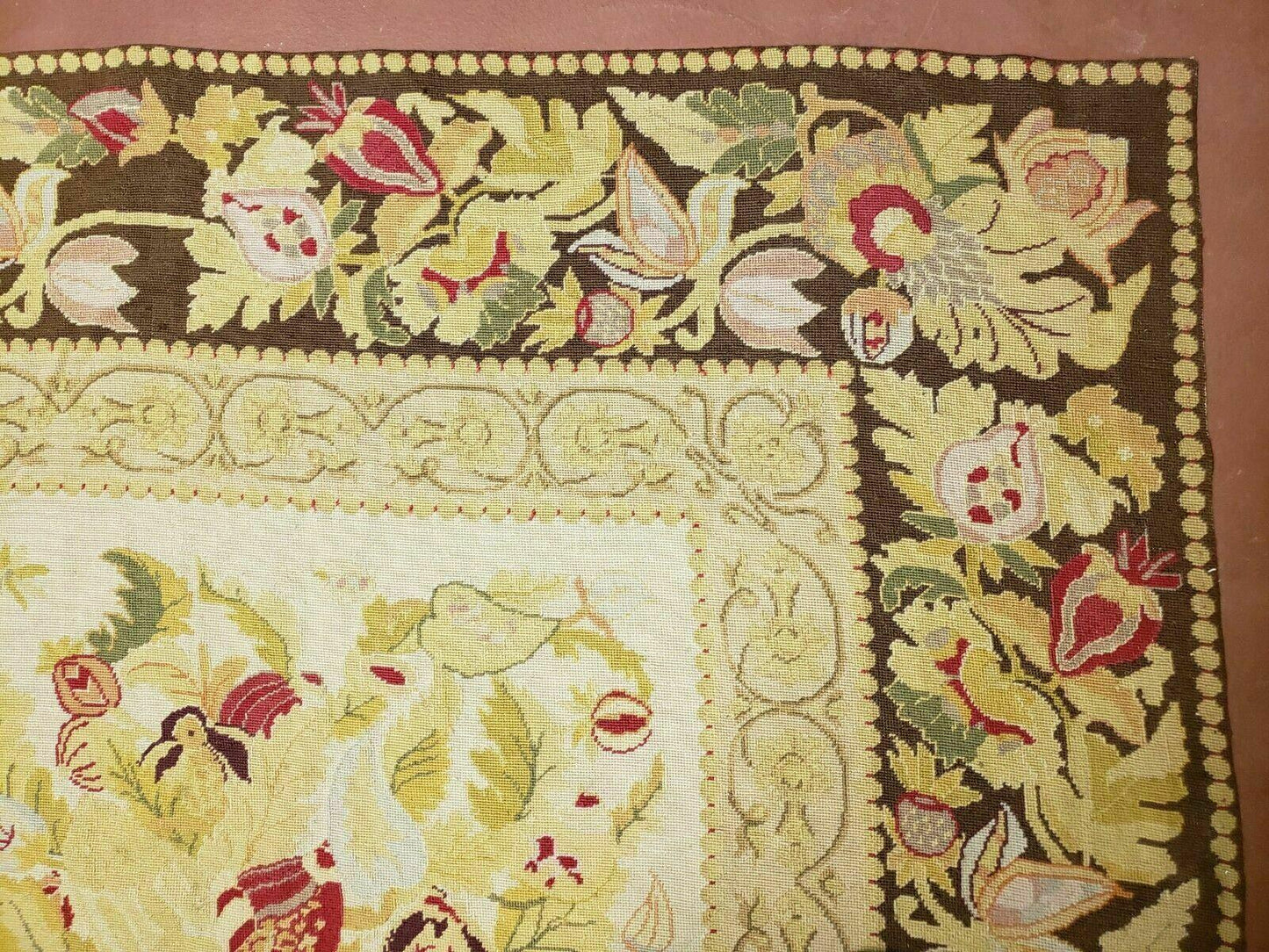 9' X 11' Handmade Chinese Needlepoint Wool Floral Rug Carpet Rose Garden Chic