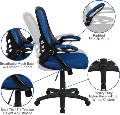 Swivel Office Chair With Lumbar Support And Flip Up Armrests