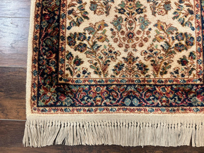 Karastan Rug 2.6 x 4, Karastan Ivory Sarouk #760, Vintage Wool Pile Small Karastan Carpet, Original Collection 700 Series Discontinued