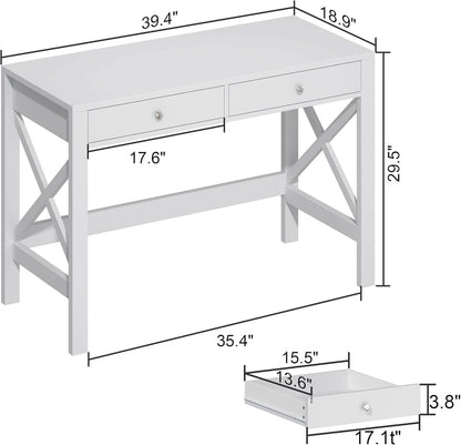 40 Inch White Computer Desk For Home Office Use And Study