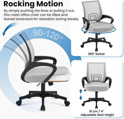 Ergonomic Mesh Office Chair With Lumbar Support Grey