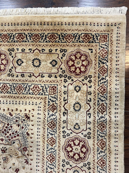 Pak Persian Rug 9x11, Very Fine Hand Knotted Oriental Carpet, Haji Jalili Design, Ivory/Cream, Wool Handmade Room Sized Rug 9 x 11 ft, Nice