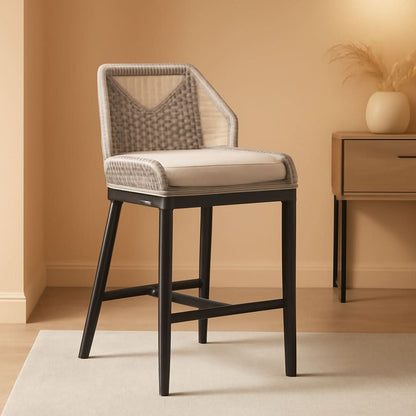 Counter Height Rattan Bar Stools Set Of 4 With Back