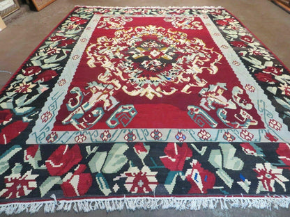 8' X 11' Karabagh Kilim Handmade Flat Weave Wool Rug Vegi Organic Dyes Nice