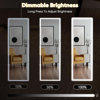 LED 20x63 Full Length Mirror With 3 Color Lights For Bedroom