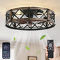 Twenty Inch Caged Ceiling Fan With Integrated Light Black