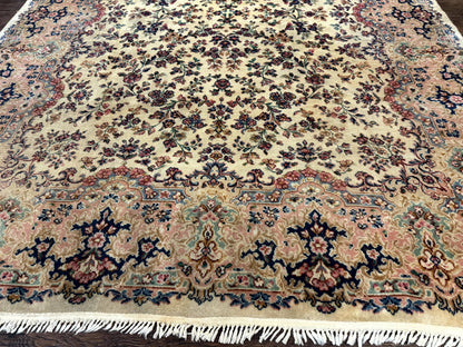 Antique Karastan Rug 8.8 x 12 Lanamar Floral Ivory Kirman Wool Discontinued