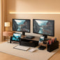 Desk Dual Monitor Stand Riser With Drawer Rustic Brown