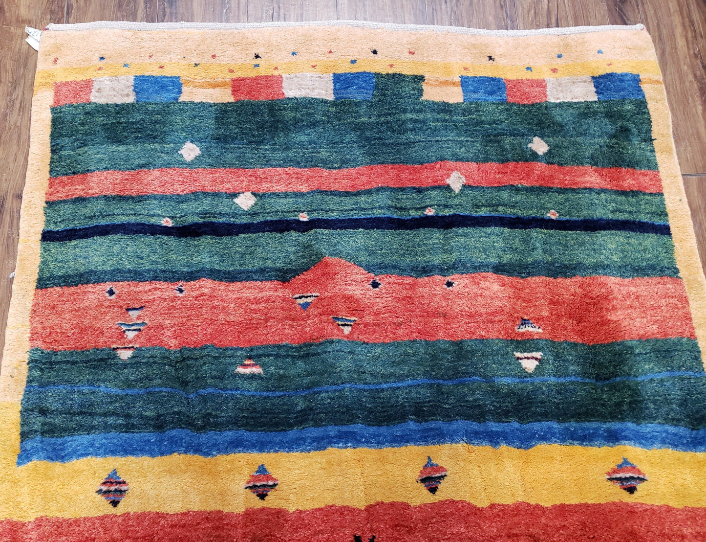 Colorful Persian Gabbeh Rug 4x6, Soft Pile, Colorful Rug, Handmade Hand Knotted Wool Carpet, Home Office Rug, Area Rug for Bedroom 4 x 6 ft