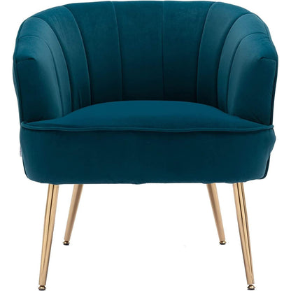 Teal Velvet Accent Chair With Golden Legs Ultra Plush
