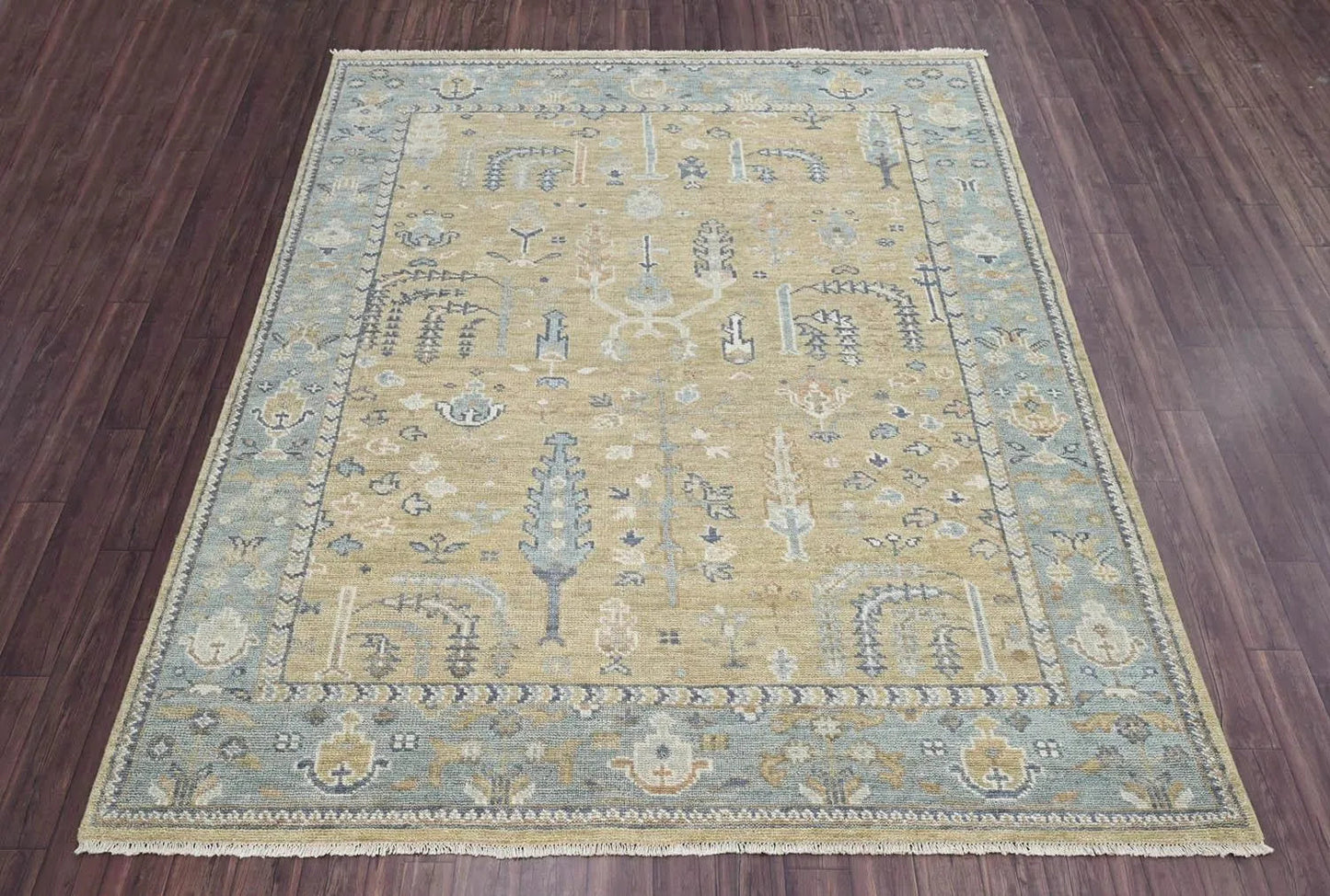 Multi Sizes Warm Beige Hand Knotted Traditional Oushak Wool Oriental Area Rug