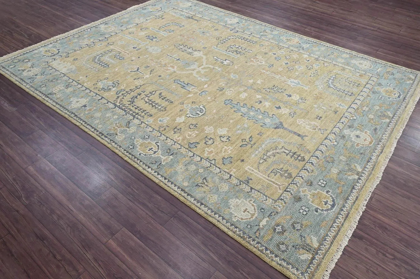 Multi Sizes Warm Beige Hand Knotted Traditional Oushak Wool Oriental Area Rug