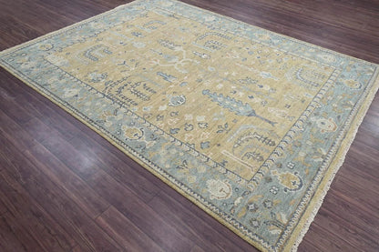 Multi Sizes Warm Beige Hand Knotted Traditional Oushak Wool Oriental Area Rug