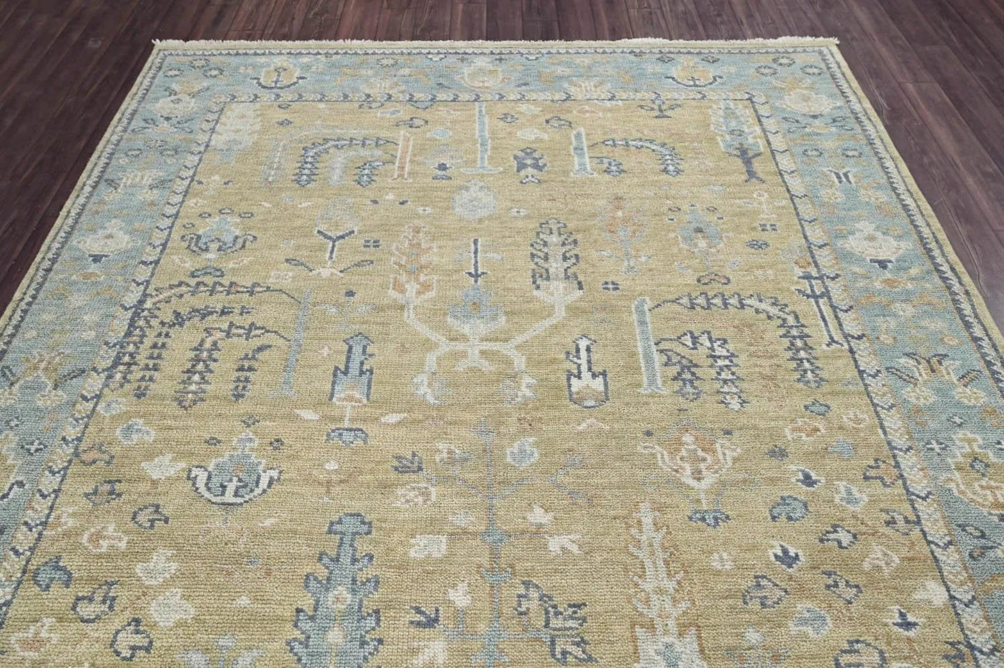 Multi Sizes Warm Beige Hand Knotted Traditional Oushak Wool Oriental Area Rug