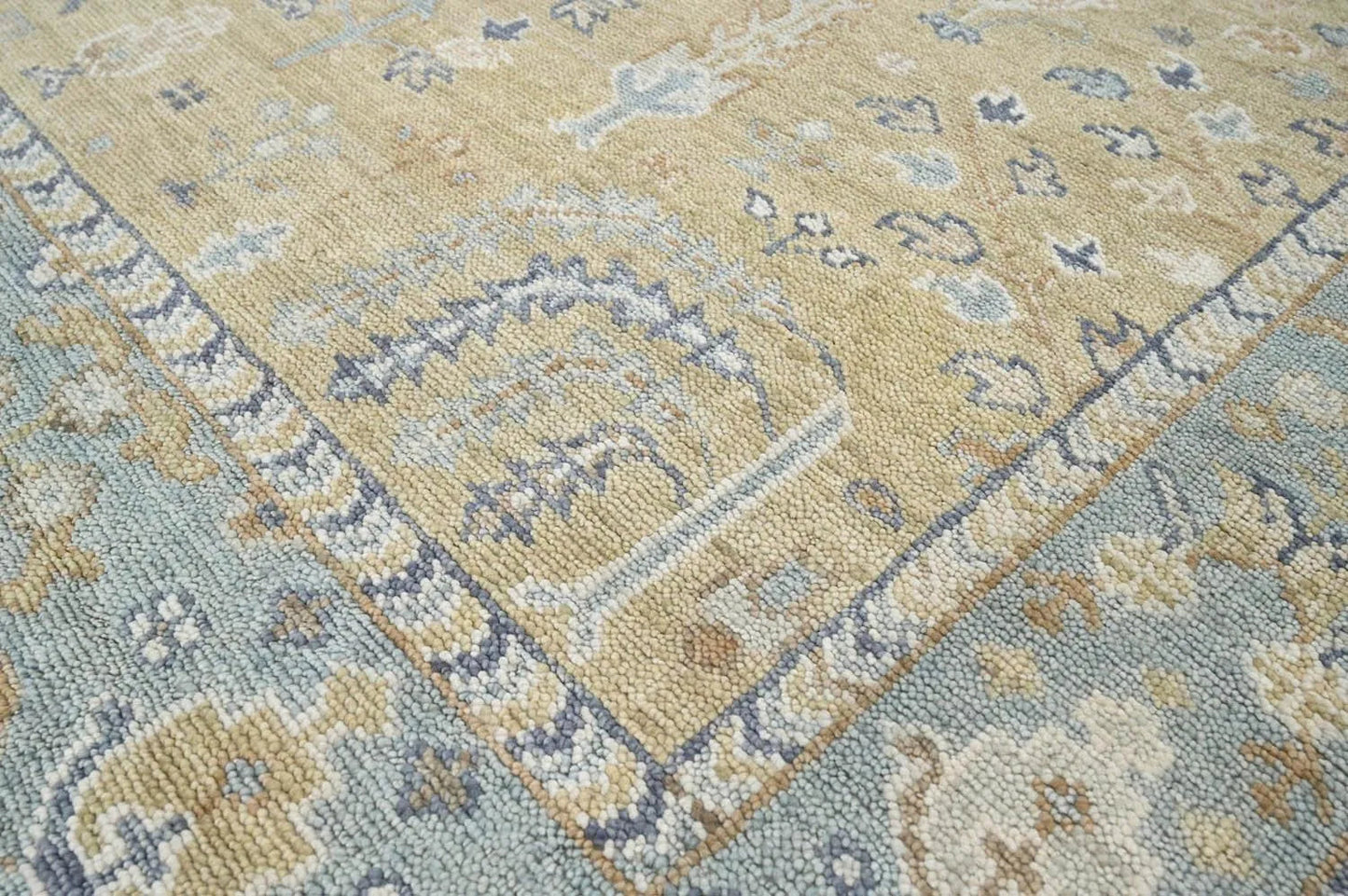 Multi Sizes Warm Beige Hand Knotted Traditional Oushak Wool Oriental Area Rug