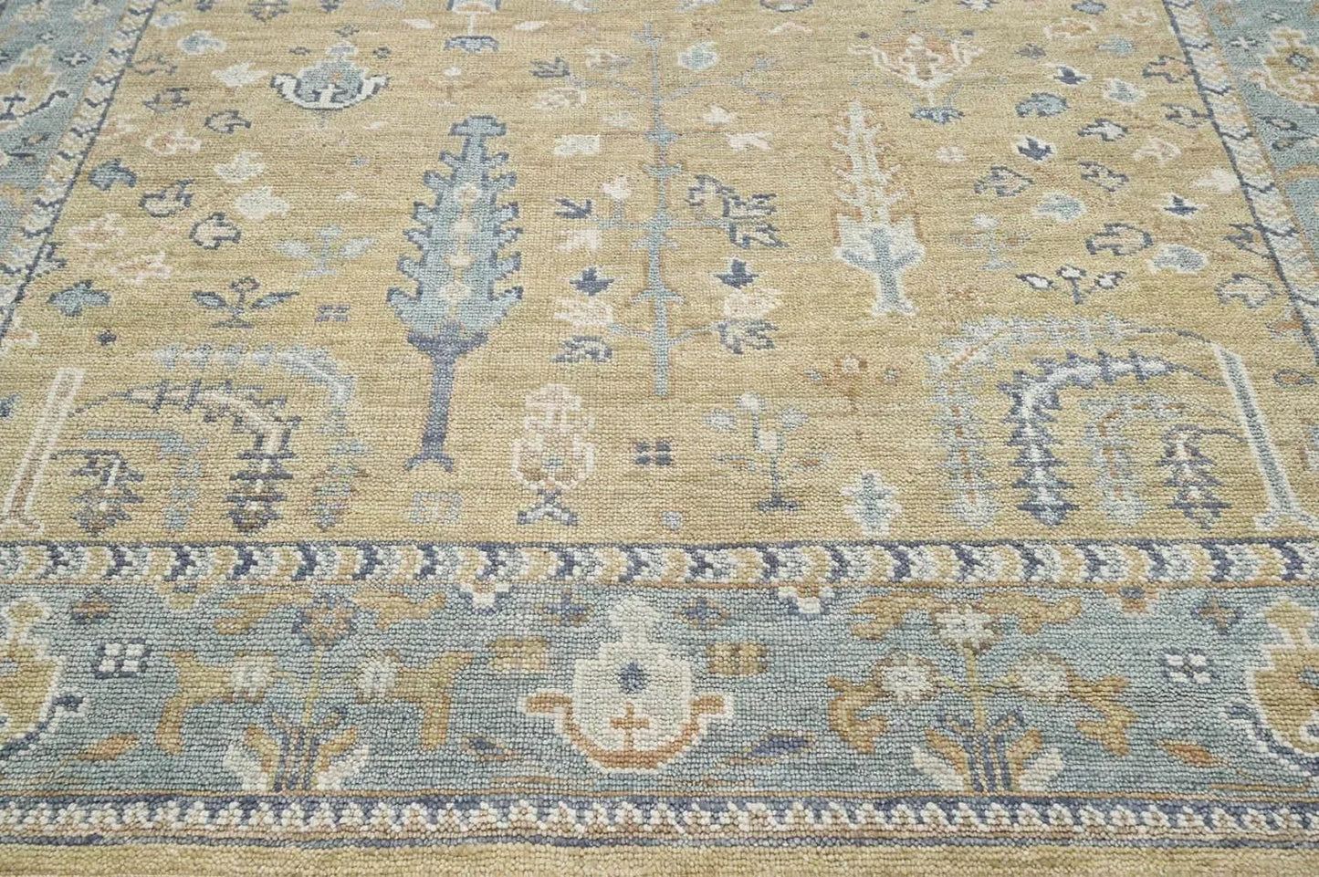 Multi Sizes Warm Beige Hand Knotted Traditional Oushak Wool Oriental Area Rug
