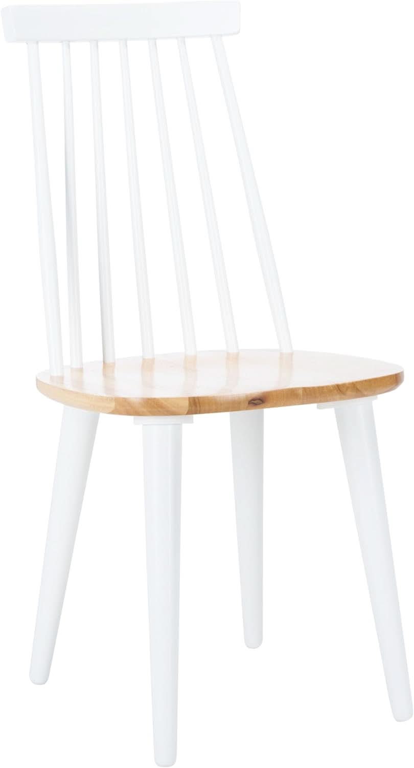 Farmhouse Spindle Back Side Chair White Natural Dining Room