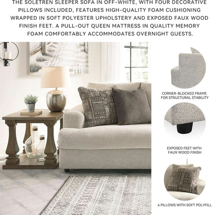 Soletren Premium Chenille Queen Sofa Sleeper White