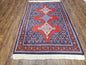 4x6 Western Kurdistan Kurdish Carpet Senneh Wool Area Rug Veg Dyes Red Blue Nice