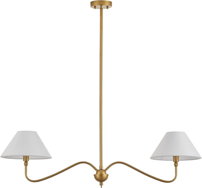 Goldtone Linear 2 Light Chandelier For Kitchen Island