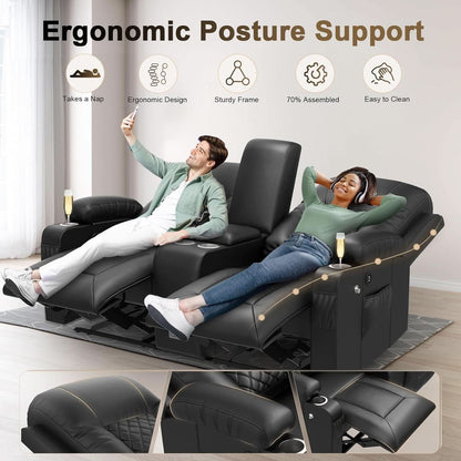 Loveseat Recliner Sofa With Storage Console And USB Ports