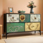 Floral Painted Dresser With 5 Drawers And Fabric Bins