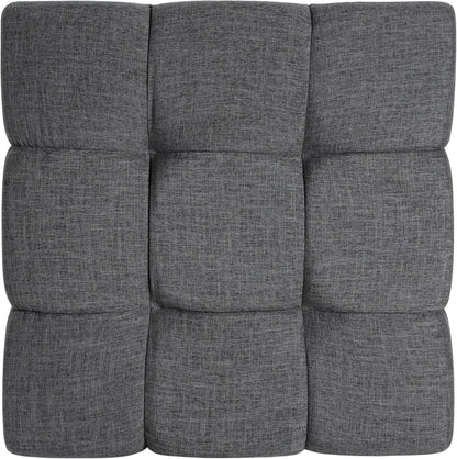 Modern Gray Fabric Ottoman With Walnut Finish WoodFrame