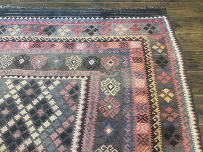 Persian Kurdish Kilim Rug 8x10, Large Flatweave Tribal Bohemian Rug, Vintage Zarand Kilim