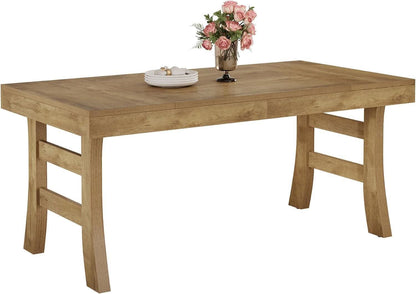 63 Inch Farmhouse Rectangular Wood Dining Table Kitchen