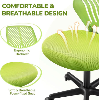 Kids Desk Chair Green Swivel Task Chair With Lumbar Support