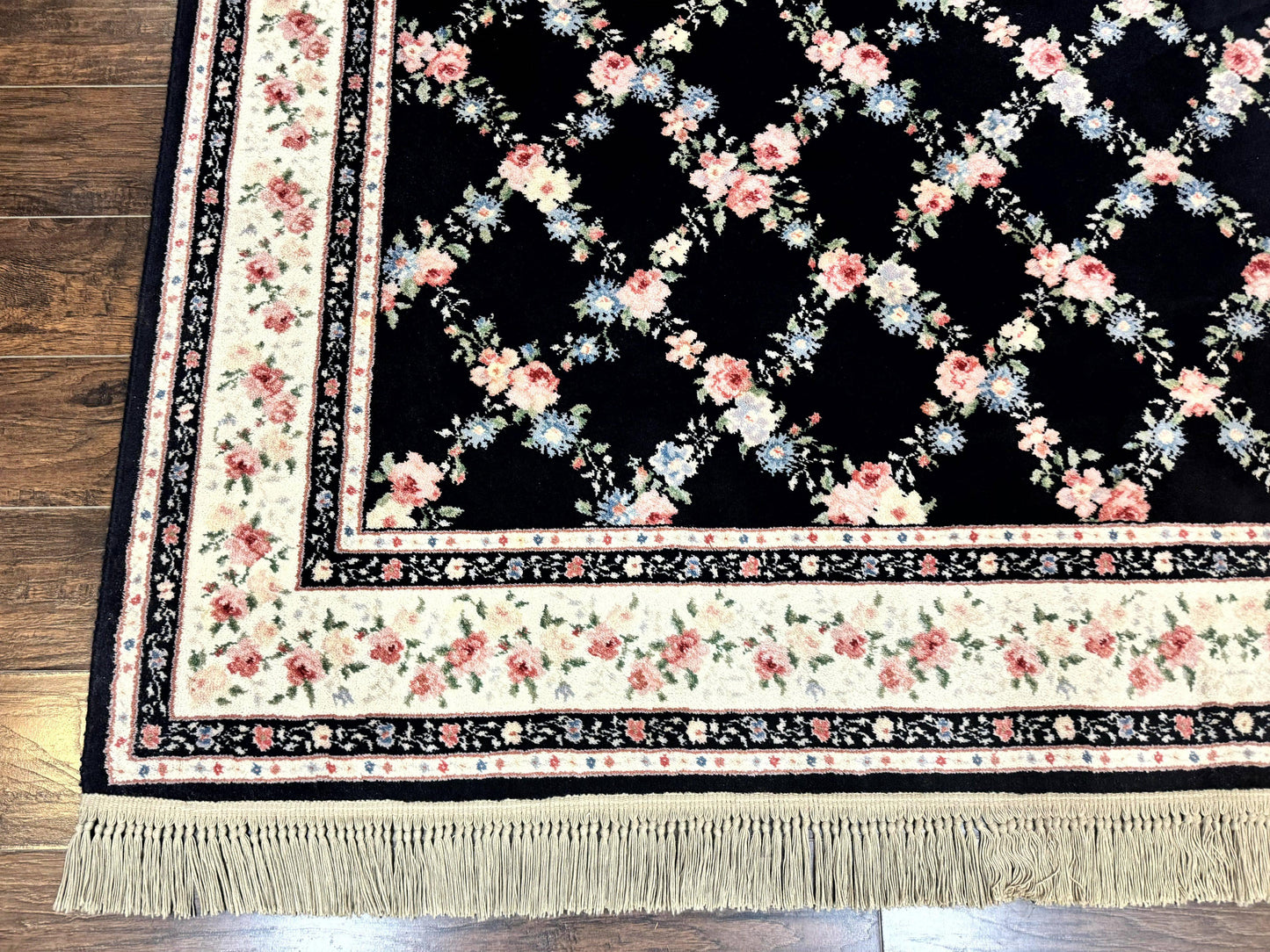 Karastan Rug 8.8 x 12, Garden of Eden #509/1270, Ebony Trellis, Vintage Discontinued Wool Pile Karastan Carpet