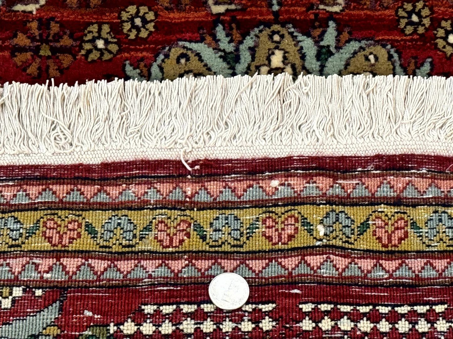 Persian Bijar Rug 2.6 x 4, Antique Carpet, Brick Red and Ivory