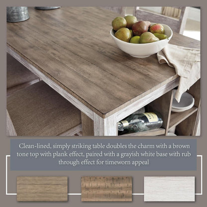 Whitewash Counter Height Dining Set With Barstools