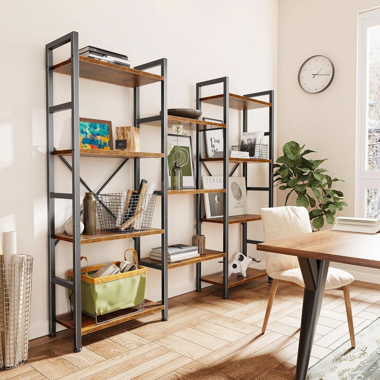 Rustic Brown Four Tier Bookshelf For Home Office Storage