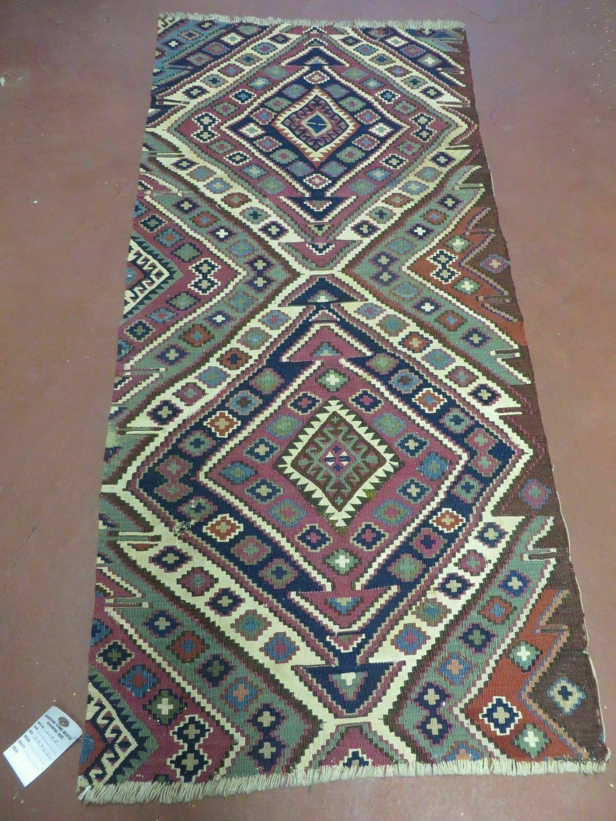 2' 1" X 4' 4" Antique Handmade Bagface Kilim Shirvan Caucasian Wool Rug Nice