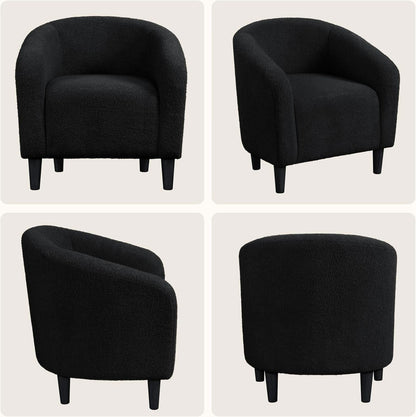 Black Boucle Armchair Club Chair Cushioned Comfort