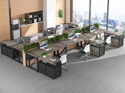 L Shaped Desk With Drawer Cabinet And Lateral File Cabinet 63 Inch Gray