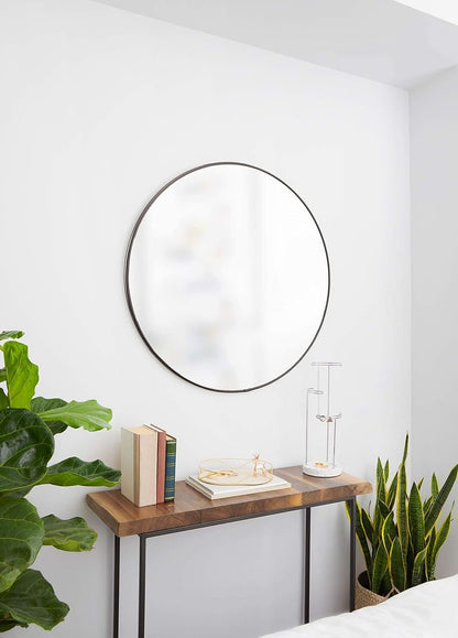 34 Inch Circle Mirror Titanium Finish For Entryways