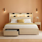 King Size Bed Frame Antique White With Bookcase Headboard