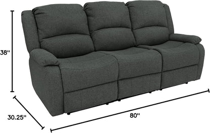 80-Inch RV Triple Recliner Sofa With Convertible Console