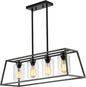 Black Farmhouse Linear Chandelier 4 Light For Dining Room