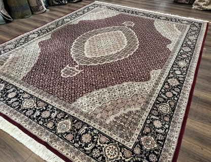 Sino Persian Rug 8x10, Herati, Elegant Oriental Carpet, Dark Maroon