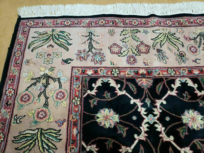 6' X 9' Handmade India Floral Oriental Wool Rug Carpet Hand Knotted Nice Black