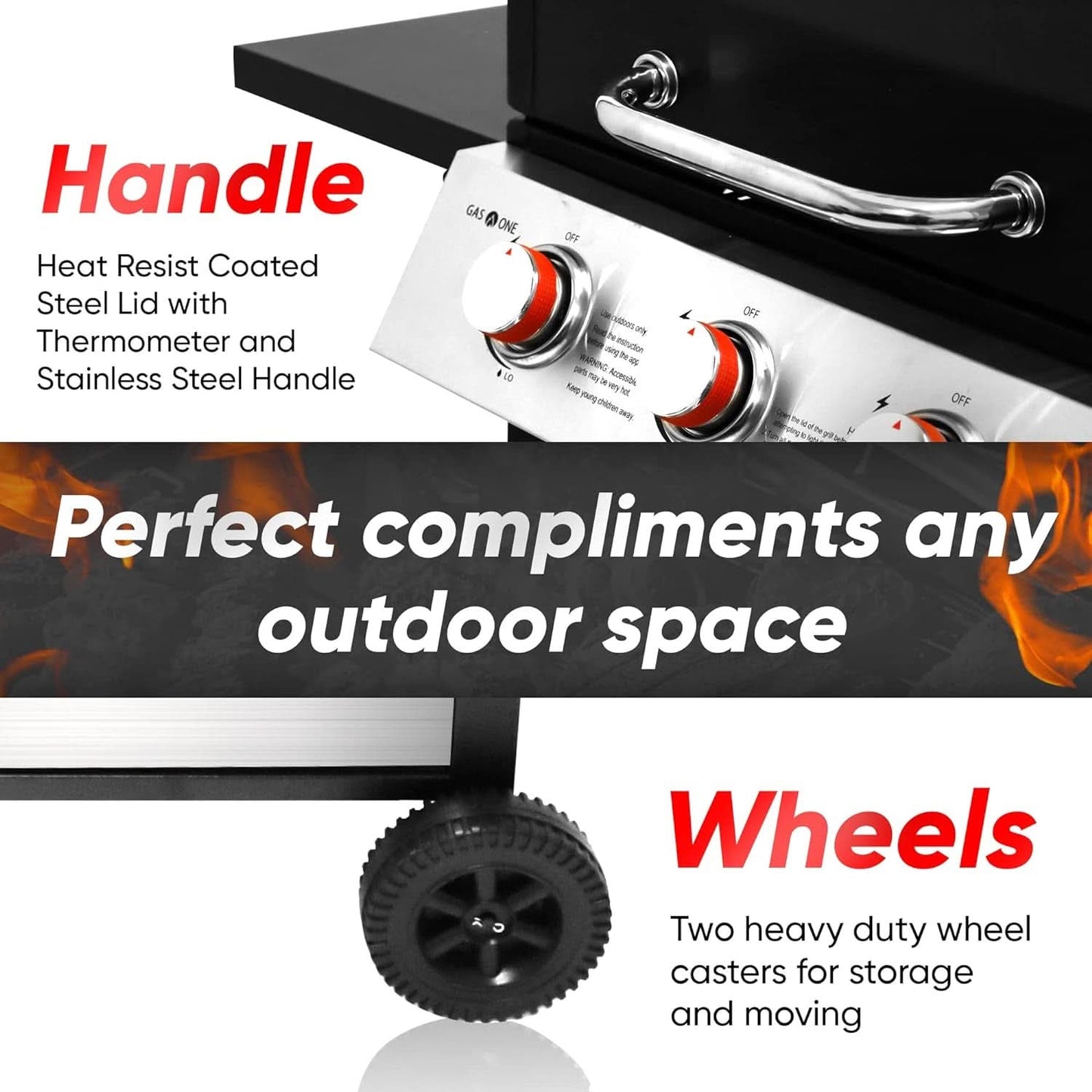 3 Burner Stainless Steel Propane Gas Grill With Cabinet